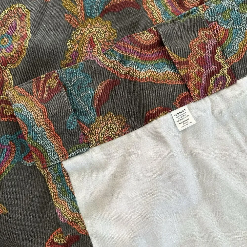 Set of 2  Beautiful World Market Lined Curtains Drapes Panels 48”x84” Confetti